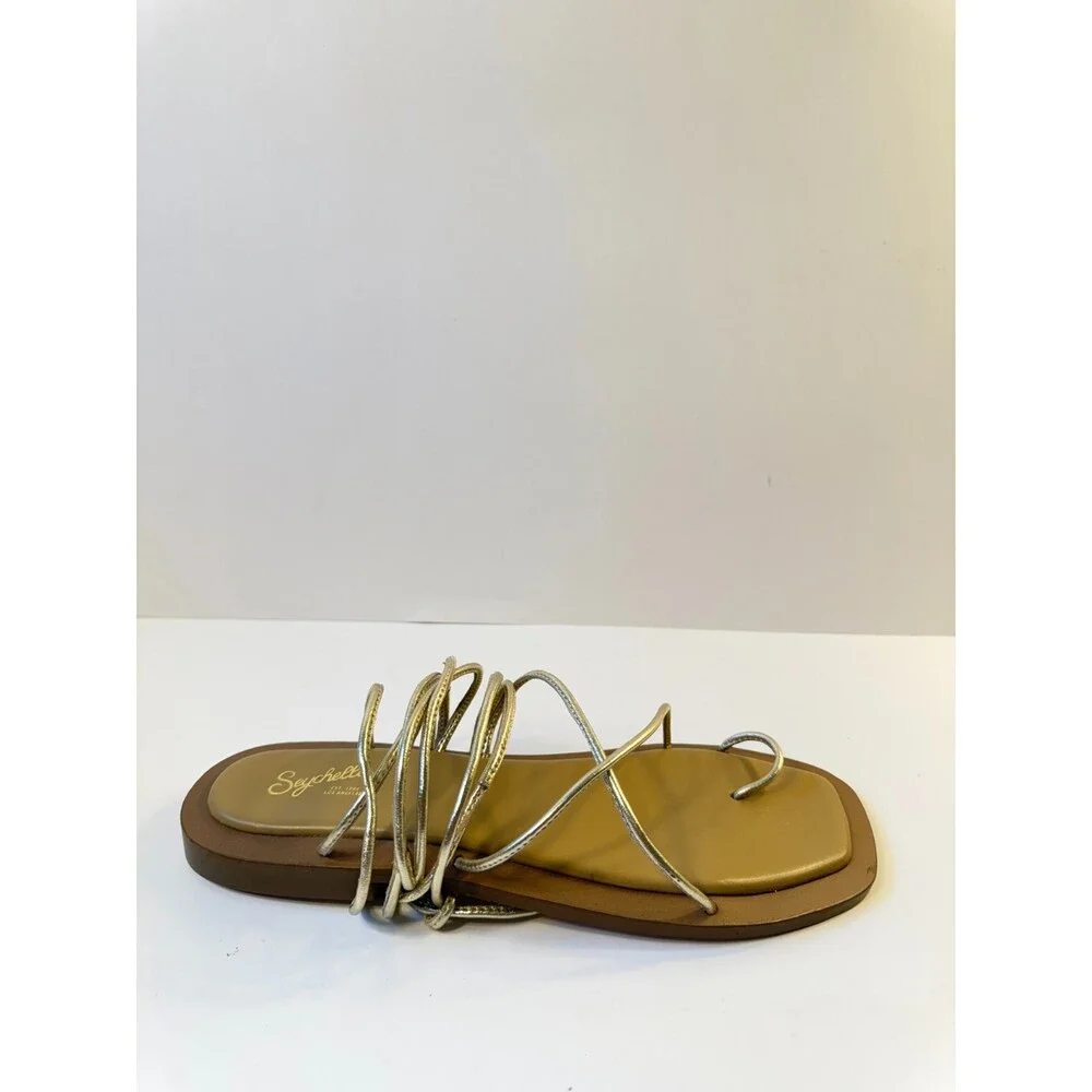 Seychelles Womens Sandals Lilac Flat Light Gold Metallic Leather US 10
